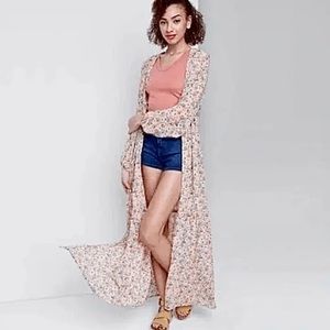 Wild fable pink floral duster kimono